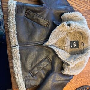 Faux Leather Bomber Jacket